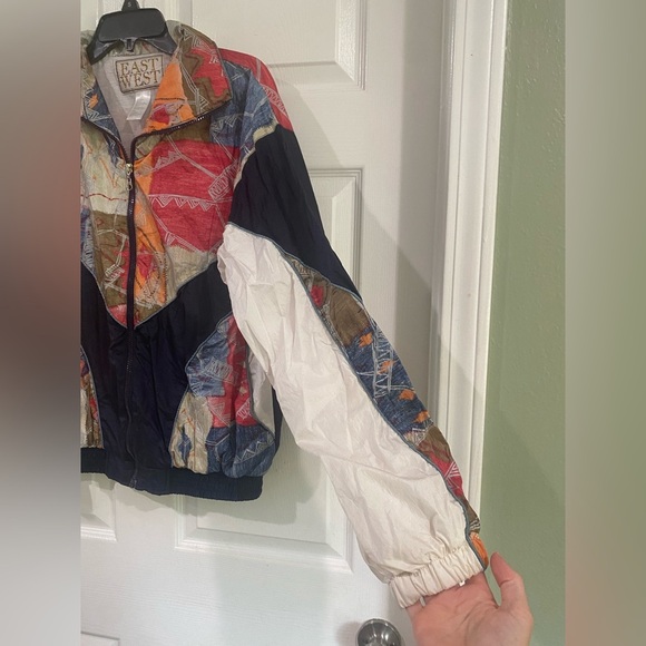 East West Track Jacket Womens Large Colorful Windbreaker 80s 90s Retro Vintage - Picture 3 of 11